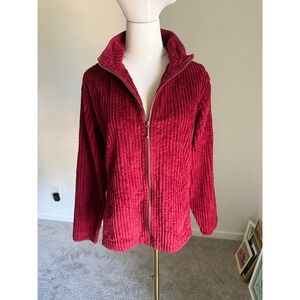 Woolrich Women's Full Zip Up Corduroy Jacket Deep Ruby Medium Holiday‎ Festive